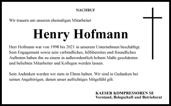 Anzeige von Henry Hofmann von MGO