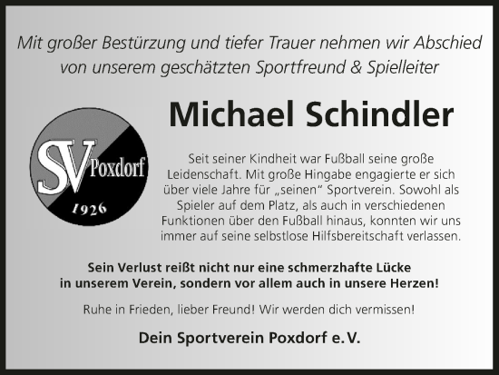 Anzeige von Michael Schindler von MGO