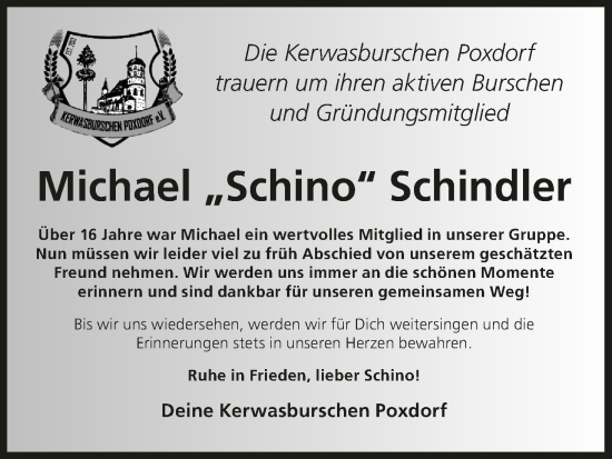Anzeige von Michael Schindler von MGO