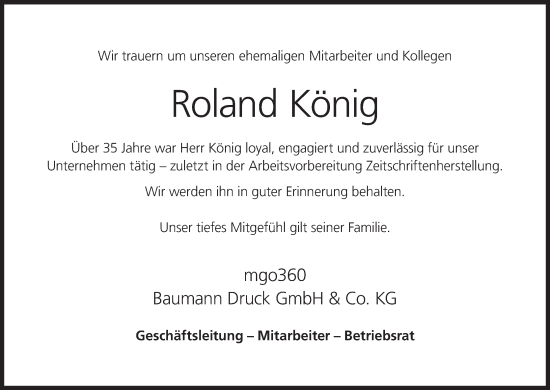 Anzeige von Roland König von MGO