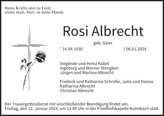 Anzeige von Rosi Albrecht von MGO