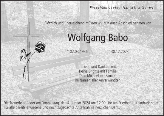 Anzeige von Wolfgang Babo von MGO