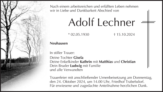 Anzeige von Adolf Lechner von MGO