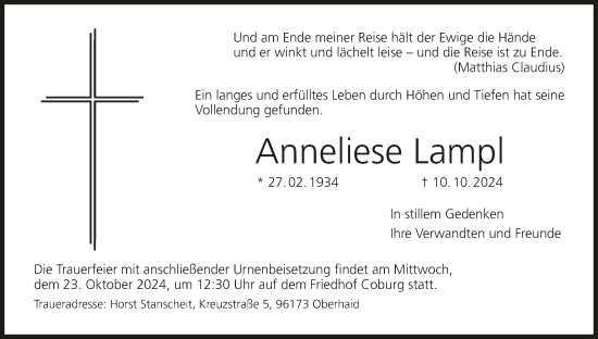 Anzeige von Anneliese Lampl von MGO