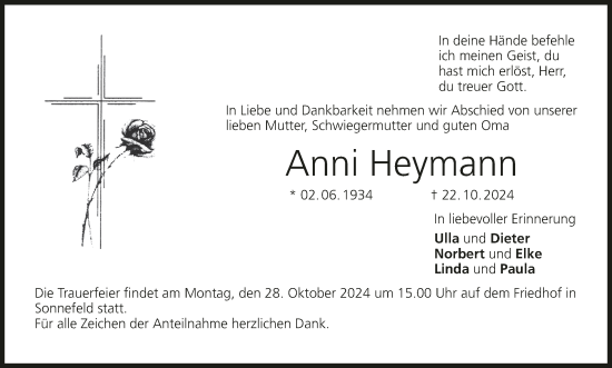 Anzeige von Anni Heymann von MGO