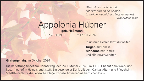 Anzeige von Appolonia Hübner von MGO