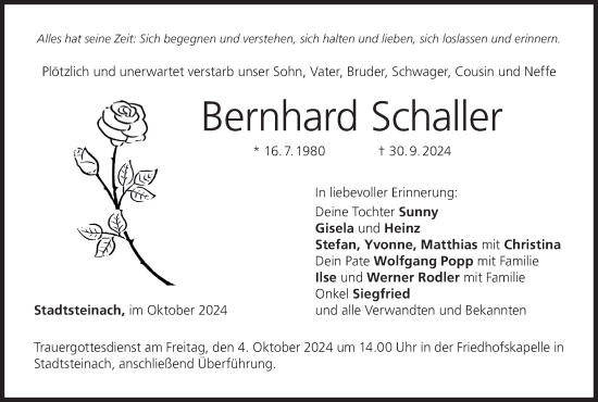 Anzeige von Bernhard Schalter von MGO