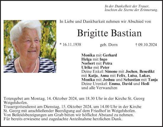 Anzeige von Brigitte Bastian von MGO