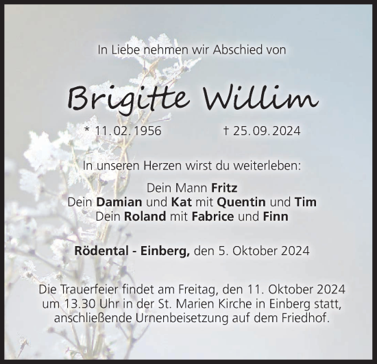 Anzeige von Brigitte Willim von MGO