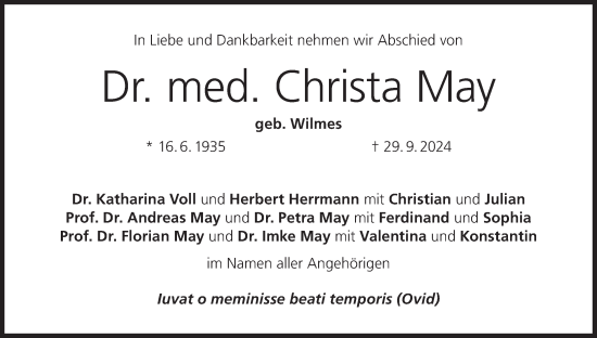 Anzeige von Christa May von MGO