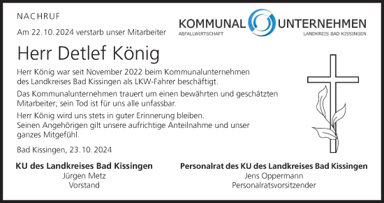 Anzeige von Detlef König von MGO