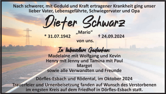 Anzeige von Dieter Schwarz von MGO