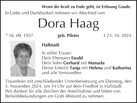 Anzeige von Dora Haag von MGO