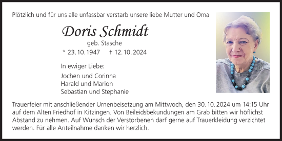 Anzeige von Doris Schmidt von MGO