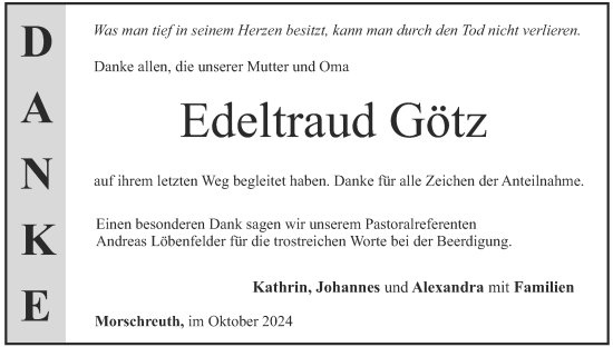 Anzeige von Edeltraud Götz von MGO