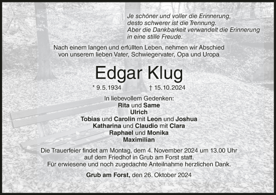 Anzeige von Edgar Klug von MGO