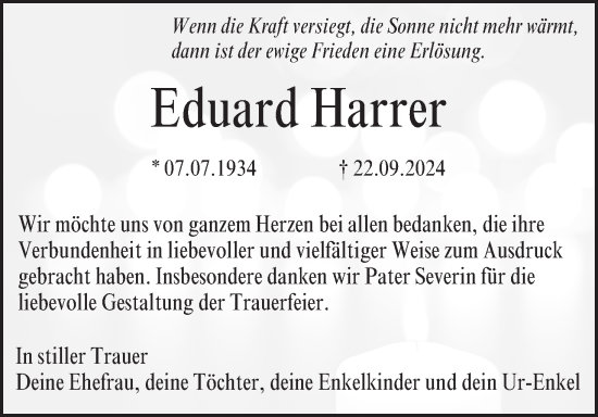 Anzeige von Eduard Harrer von MGO