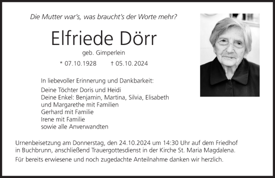 Anzeige von Elfriede Dörr von MGO