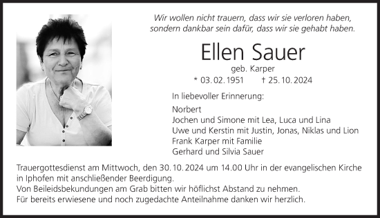 Anzeige von Ellen Sauer von MGO