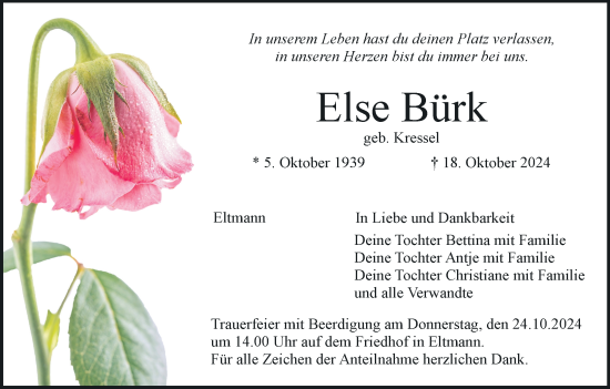 Anzeige von Else Bürk von MGO