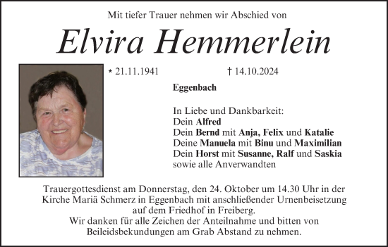 Anzeige von Elvira Hemmerlein von MGO