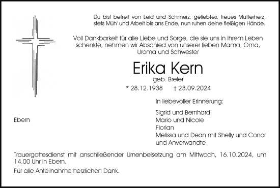 Anzeige von Erika Kern von MGO