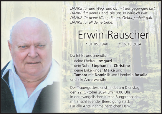 Anzeige von Erwin Rauscher von MGO