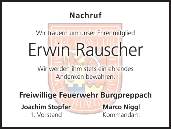 Anzeige von Erwin Rauscher von MGO