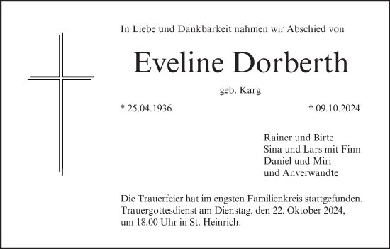 Anzeige von Eveline Dorberth von MGO