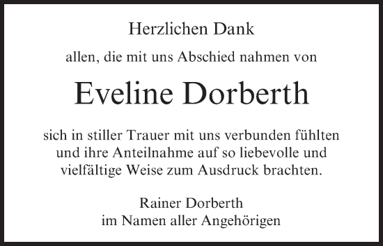 Anzeige von Eveline Dorberth von MGO