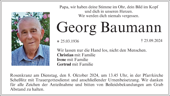 Anzeige von Georg Baumann von MGO