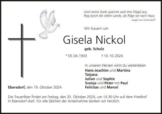 Anzeige von Gisela Nickol von MGO