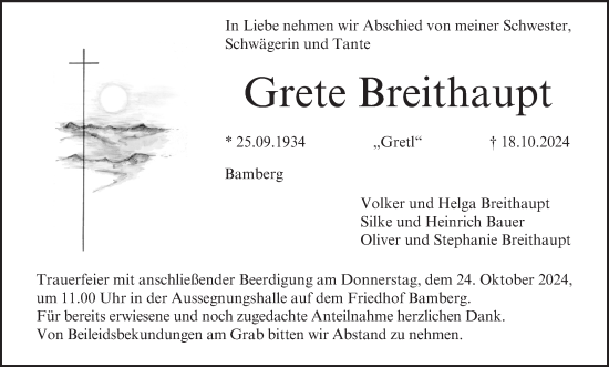 Anzeige von Grete Breithaupt von MGO