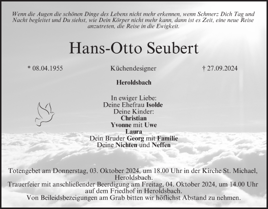 Anzeige von Hans-Otto Seubert von MGO