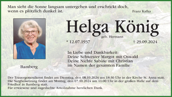 Anzeige von Helga König von MGO