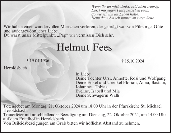 Anzeige von Helmut Fees von MGO