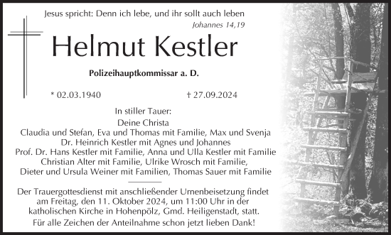 Anzeige von Helmut Kestler von MGO