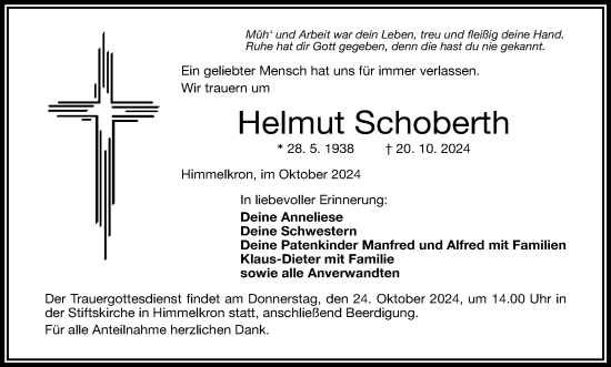 Anzeige von Helmut Schoberth von MGO