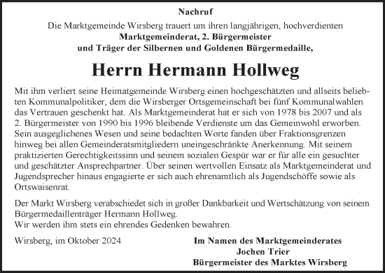 Anzeige von Hermann Hollweg von MGO