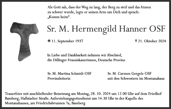 Anzeige von Hermengild Hanner von MGO