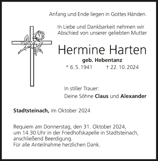 Anzeige von Hermine Harten von MGO