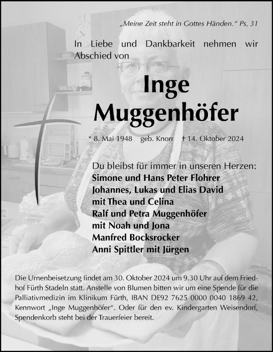 Anzeige von Inge Muggenhöfer von MGO