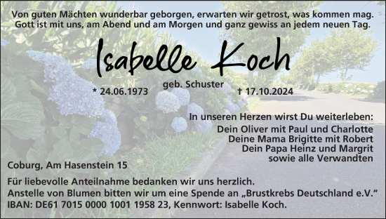 Anzeige von Isabelle Koch von MGO