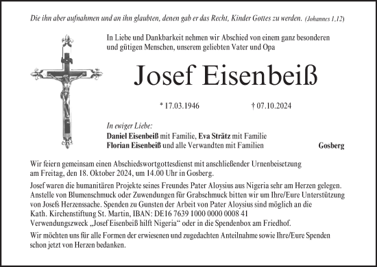 Anzeige von Josef Eisenbeiß von MGO