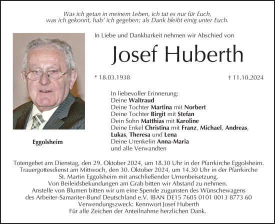 Anzeige von Josef Huberth von MGO