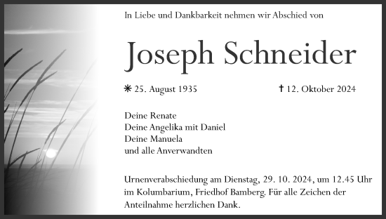 Anzeige von Joseph Schneider von MGO