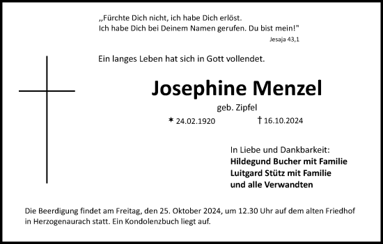 Anzeige von Josephine Menzel von MGO