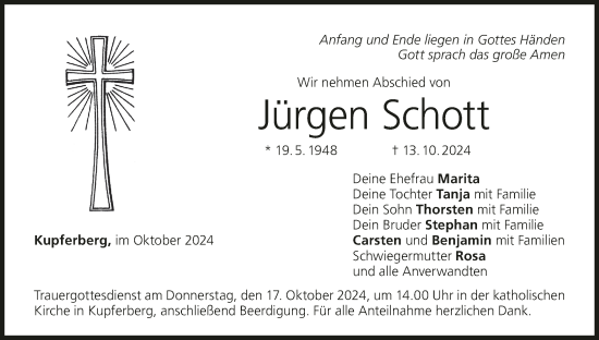 Anzeige von Jürgen Schott von MGO