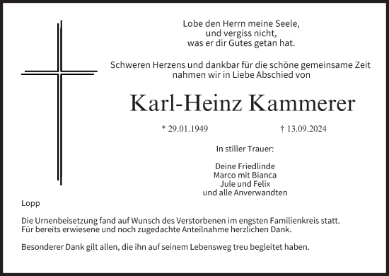 Anzeige von Karl-Heinz Kammerer von MGO