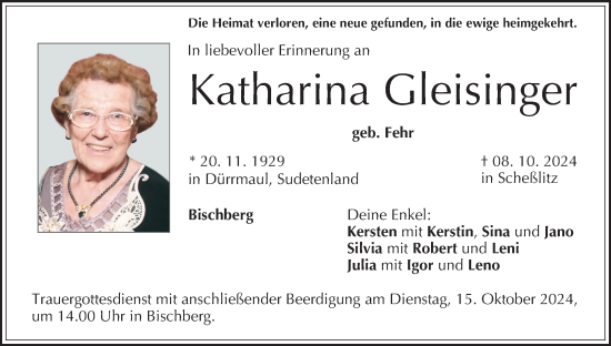 Anzeige von Katharina Gleisinger von MGO